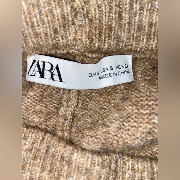 Women’s ZARA light brown knit flared TROUSERS pants size small - Picture 9 of 16